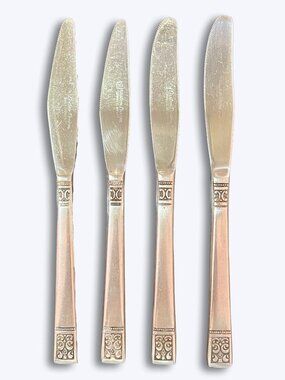 Custom Design Vtg CUD1 Stainless Knives 2 Steak 2 Dinner Japan Flatware Silver